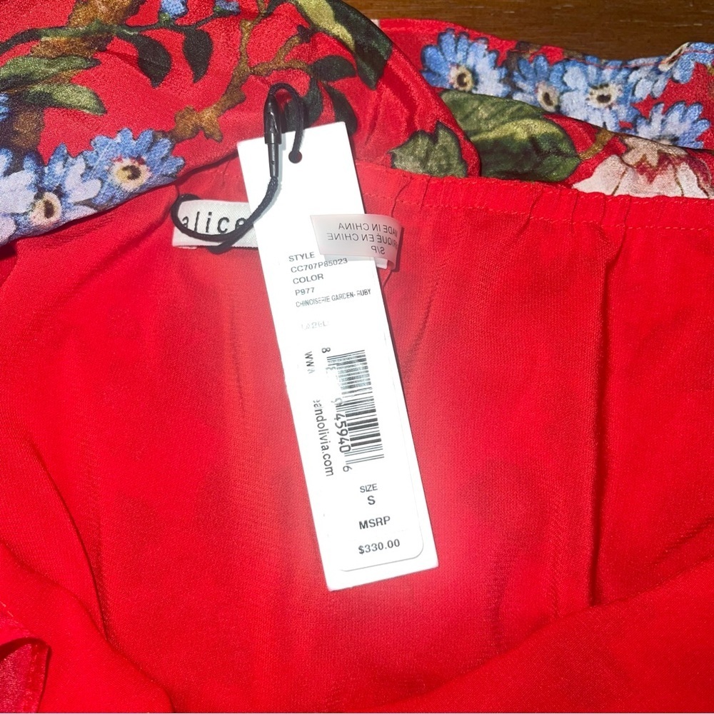 NWT Alice + Olivia Marybeth Sleeveless Floral Ruffle Top - Picture 5 of 6